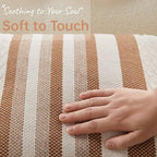 Boho Throw Pillow Covers with Tassels Woven Set of 2, 18x18 Inch Striped Textured Couch Throw Pillows for Couch Bed Sofa Bedroom Modern Funky (Light Brown, 18"x18"(Pack of 2)) - color: Light Brown