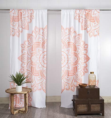 Popular Handicrafts Indian Hippie Bohemian Beautiful Passion Ombre Color Mandala Curtain Panels Rose Gold - color: Rose Gold_f, size: 38"W x 83"L (Pack of 2)