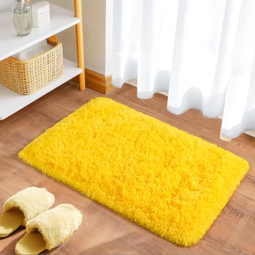 2x3 Small Rugs for Bedroom, Soft Fluffy Shaggy Bedside Area Rugs for Living Room, Indoor Floor Carpet for Kids Girls and Boys, Nursery Rooms, Home Decor Aesthetic, Yellow - color: Yellow, size: 2' x 3' (Rectangular)
