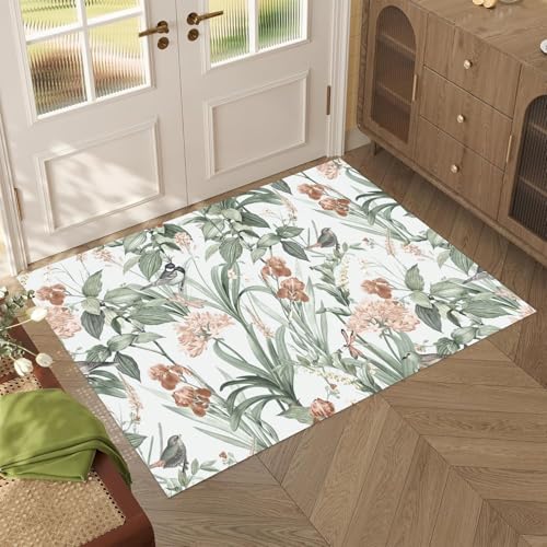 Distressed Carpet Multi Rug Vintage Design Flower Area Rug 1.5 x 2.5ft Cover Print Distressed Carpet Multi Rug Living Room Bedroom Dining Room - color: Soft Gray and Dusty Rose, size: 1.5 x 2.5ft / 18 x 30in / 45 x 75cm