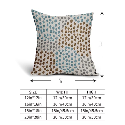 Brown Blue Pillow Covers 16x16 Set of 2 Boho Design Gray Polka Dot Throw Pillows Modern Art Trendy Print Decorative Outdoor Pillowcase Square Cushion Cover Linen Pillow Case for Home Sofa Couch Bed - color: Brown Blue Dots, size: 16" x 16" (Pack of 2)