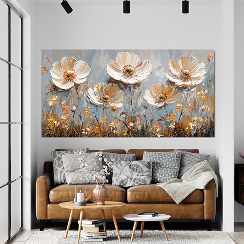 Canvas Wall Art Decor Art Work for Wall Decor Vintage Gold Wall Art Prints Wall Art Pictures for Living Room Nature Flower Wall Art Decorations Field Artwork for Walls Bedroom Office Decor 20" X 40" - color: XY-01G, size: 40"L x 20"W
