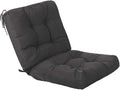 QILLOWAY Outdoor Seat/Back Chair Cushion Tufted Pillow, Spring/Summer Seasonal All Weather Replacement Cushions. (Dark Grey)