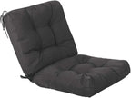 QILLOWAY Outdoor Seat/Back Chair Cushion Tufted Pillow, Spring/Summer Seasonal All Weather Replacement Cushions. (Dark Grey)