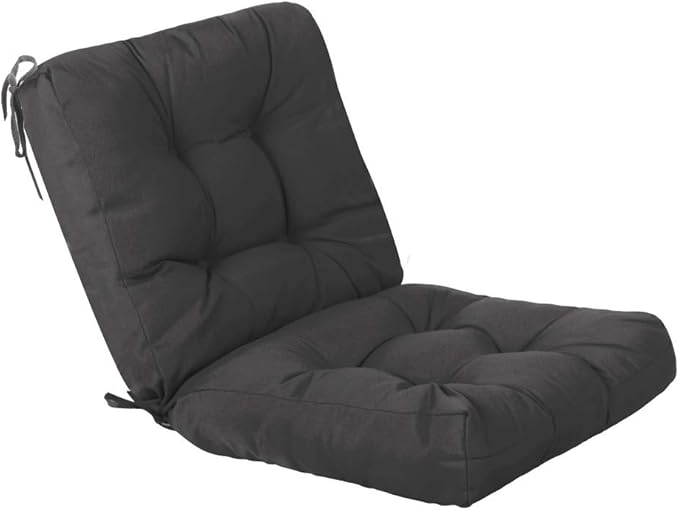 QILLOWAY Outdoor Seat/Back Chair Cushion Tufted Pillow, Spring/Summer Seasonal All Weather Replacement Cushions. (Dark Grey)