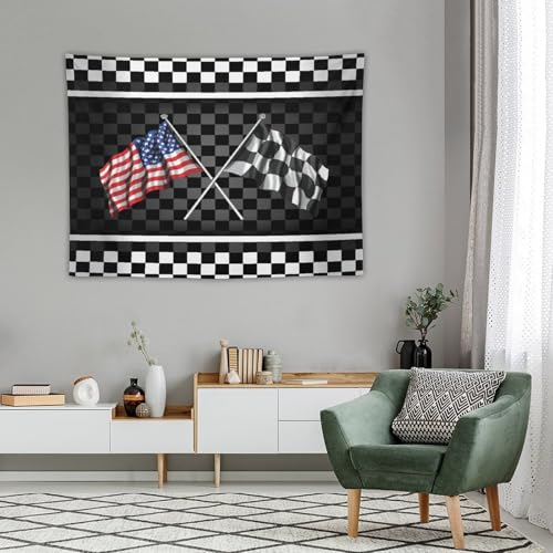 Kurtect American Flag Tapestry,Racing Car Black White Checkered Flag Abstract Sports Geometric Tapestries for Party Beach Picnic Blankets Tablecloths Living Room Wall Deocr, 30x40 in - color: style-7, size: 40"L x 30"W