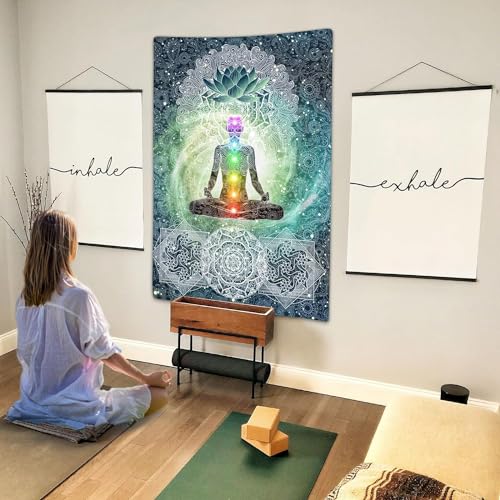 DYNH Chakra Tapestry, Seven Chakra Yoga Meditation Zen Decor Tapestry Wall Hanging for Bedroom, Hippie Lotus Spiritual Tapestries Poster Beach Blanket College Dorm Home (30L x 40W) - size: 30L" x 40W"