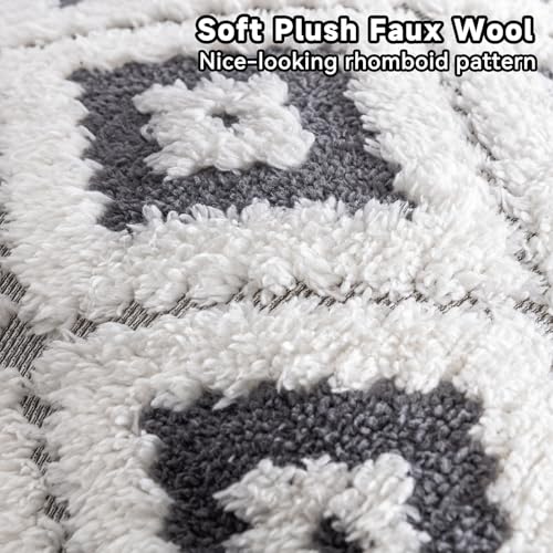 AmHoo Pack of 2 Decorative Throw Pillow Covers Rhomboid Luxury Super Soft Plush Set Case Cushion for Couch Sofa Bedroom 18 x 18-Inch Steel Grey - color: Steel Grey, size: 18" x 18" (Pack of 2)