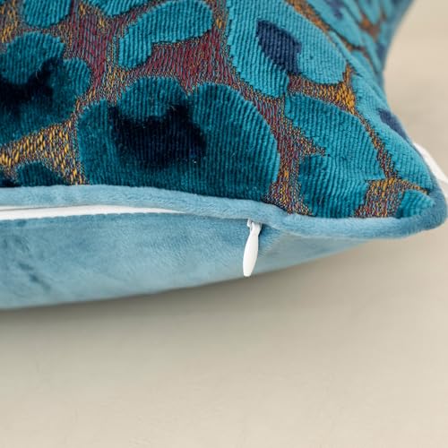 Alerfa Blue Floral Throw Pillow Cover 12 x 20 Inch Cut Velvet Rectange Luxury Decorative Lumbar Pillow Cover for Couch Living Room Bedroom - color: Blue, size: 20" x 12" (Pack of 1)