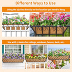Riare 2 Pack 23 Inch Window Boxes Planters with Coco Liner, Metal Deck Railing Planter Boxes, Balcony Planters Railing Hanging, Horse Trough Window Flower Planter Boxes for Outdoor Porch Fence Patio - size: 23Inch