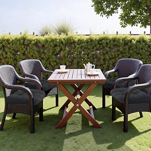 MTMR Water-Repellent Outdoor Patio Chair Cushions Set of 2, 19'X19' Thick Seat Cushions with High Elasticity PP Cotton, Tufted Design for Outdoor Furniture - color: Black