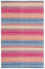 SAFAVIEH Montauk Collection Accent Rug - 4' x 6', Blue & Red, Handmade Flat Weave Boho Stripe Cotton, Ideal for High Traffic Areas in Entryway, Living Room, Bedroom (MTK851M) - color: Blue/Red, size: 4' x 6' (Rectangular)