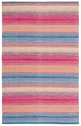 SAFAVIEH Montauk Collection Accent Rug - 4' x 6', Blue & Red, Handmade Flat Weave Boho Stripe Cotton, Ideal for High Traffic Areas in Entryway, Living Room, Bedroom (MTK851M) - color: Blue/Red, size: 4' x 6' (Rectangular)