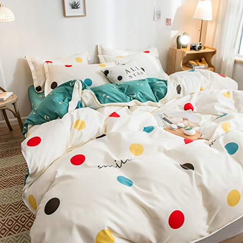 Feelyou Farmhouse Colorful Polka Dot Duvet Cover Set with Zipper Closure Ultra Soft Circles Bedding Set for Men & Women,Luxury Reversible Music Note Melody Comforter Cover Set(Twin, Beige) - color: Multi 46, size: Twin