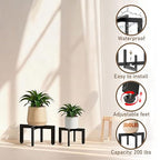 4-Pack Plant Stand Indoor Outdoor, Heavy Duty Metal Flower Pot Holder with Adjustable Feet, Modern Cross Shape Fit 5-13 Inch Pots, Includes 2 Large & 2 Medium, Easy Assembly, Black - size: 4 Pack - Large & Medium