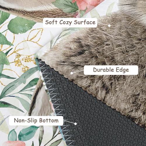 Easter Rabbit Area Rug 2x3 Spring Easter Bunny Eucalyptus Leaf Floral Indoor Outdoor Non-Slip Low Pile Front Door Mat Small Entry Throw Carpet for Living Room Bedroom Holiday Decor - color: Easter Rabbit