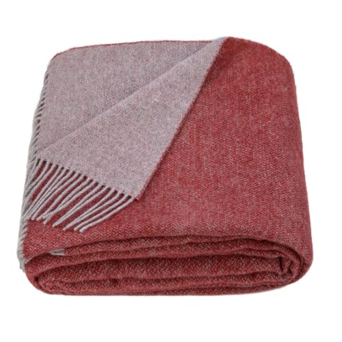 LYHome Merino Wool Blanket - Warm Throw for Cold Weather, Warmest Travel Outdoor Camping Blankets, Picnic Army and Military Throws, Comforter Soft & Cozy (55" x 79" Terracotta Grey Double-Sided) - color: Terracotta Grey Double-sided