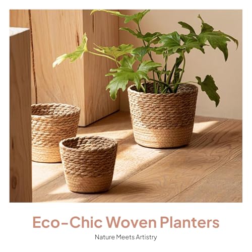 MagiDeal Woven Planter Basket,Storage Bins Ornament Flower Vase Flower Pot Planter Containers for Kitchen Home Outdoor,Office Picnic, S - size: Small