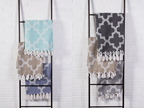 DII Modern Moroccan Cotton Blanket Throw with Fringe for Couch, Chair, Guest Room, Picnic, Camping, Beach, & Everyday Use, 50x60, Gray - color: Gray