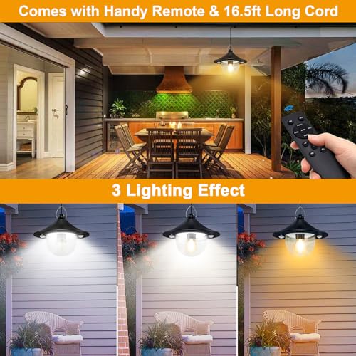 Auzev Solar Shed Light Indoor Outdoor Pendant Lights Solar Powered with 2 Motion Sensor, Waterproof Solar Hanging Lamp for Porch, Inside Home, Farmhouse, Gazebo, Chicken Coop, Daytime Available - color: Black 1Pack