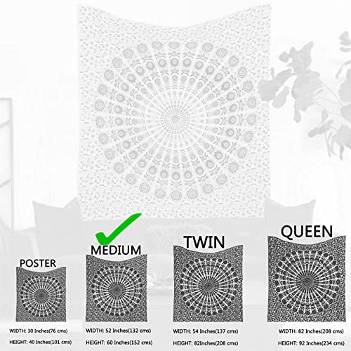 raajsee Turquoise Blue Tapestry- Tapestrys Mandala Wall Hanging- Hippie Tapestry For Bedroom Aesthetic-Size Medium (52x60 Inches / 132x152 Cms) - color: Blue Orange, size: 60"L x 52"W