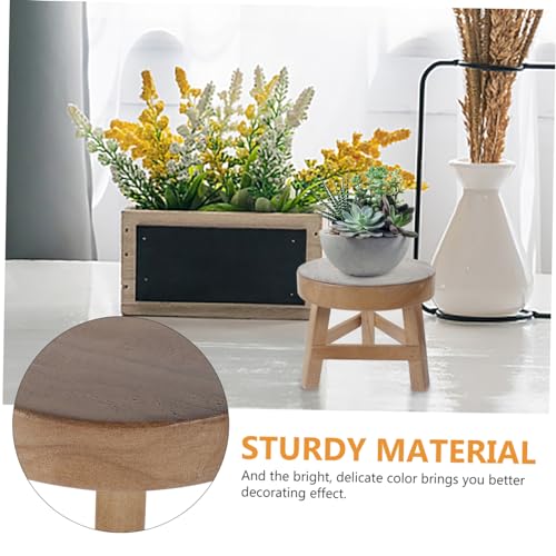Happyyami Boho Plant Stand Wooden Succulent Stool Indoor Garden Accessory Multi-use Planter Stand