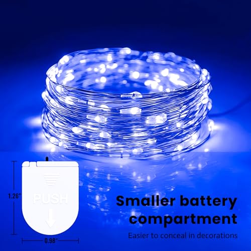 ZSJWL 30 Pack Blue Fairy Lights Battery Operated, 7FT 20LED Mini Starry Light Mason Jar Lights for Indoor Outdoor Party Wedding Halloween Thanksgiving - color: Blue, size: 30 Pack – Battery Powered