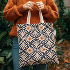 Boho Style Canvas Bag for Women Boho Fashion Tote Bag for Bohemian Lover - color: Navyfloral Bag