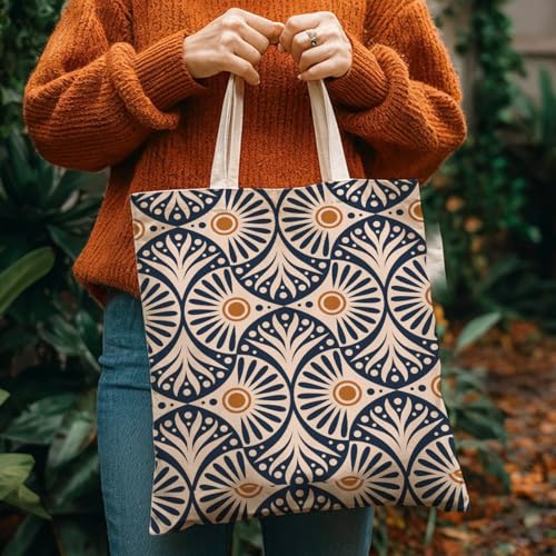 Boho Style Canvas Bag for Women Boho Fashion Tote Bag for Bohemian Lover - color: Navyfloral Bag