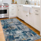 ReaLife Machine Washable Area Rug Runner - Living Room Bedroom Bathroom Kitchen Entryway Office - Padded Low Pile Stain Resistant Premium - Modern Abstract Colorful - ASA - Blue 2'6" x 6' - color: Abstract Modern - Blue, size: 2'6" x 6' (Rectangular)