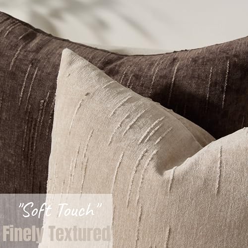 Set of 2 Summer Decorative Throw Pillow Cover 16x16, Solid Farmhouse Neutral Cushion Covers with Hidden Zipper, Soft Textured Throw Pillows for Bedroom Living Room Couch, Khaki - color: Khaki, size: 16" x 16" (Pack of 2)