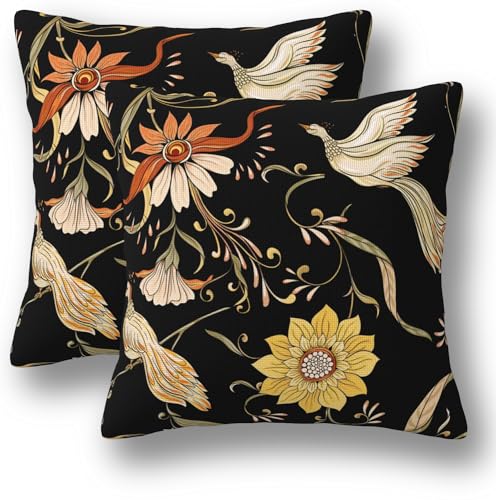 Flowers and Birds Pillow Covers 18 x 18 Set of 2 Vintage Floral Throw Pillow Cover Chinoiserie Decorative Pillowcases Farmhouse Home Decor for Couch Bed Sofa Outdoor - color: Chinoiserie
