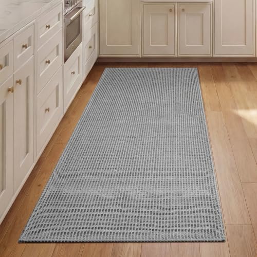 2x5 Washable Runner Rug, Non Slip Kitchen Runner Rug, Boho Woven Hallway Runner, Low-Pile Indoor Entryway Rug, Durable Small Area Rug for Bedroom & Laundry Room (2'x5', Grey) - color: Grey, size: 2' x 5'