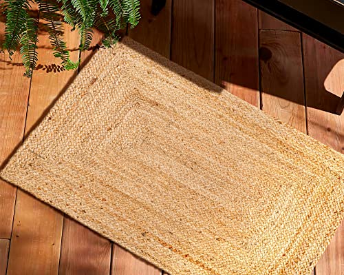 Savi Home Natural Jute Rug 3x5 Ft – Handwoven Braided Area Rug for Kitchen, Living Room & Bedroom – Eco-Friendly, Durable, Washable Woven Floor Mat – 36x60 Inch Rustic Farmhouse Décor - color: Natural, size: 3' x 5' (Rectangular)