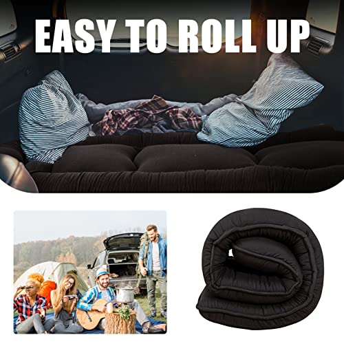 MAXYOYO Cot Japanese Floor Futon Mattress, Single Size Tatami Mat Sleeping Pad Foldable Roll Up Boys Girls Narrow Mattress - color: Black, size: Cot