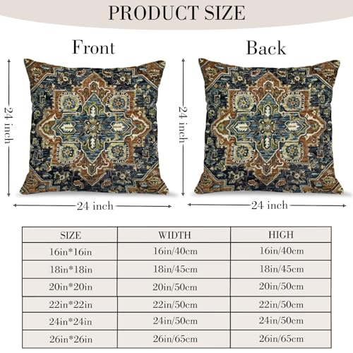 Boho Throw Pillow Covers 24x24 inch Set of 2,Boho Vintage Carpet Pattern Antique Ethnic Decor Double Sided Pattern Cushion Cover Soft Pillow Case Living Sofa Room Bed Square Pillow Cover - color: Boho-2, size: 24" x 24" (Pack of 2)