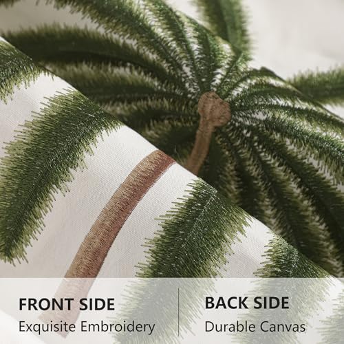 LUOYEHK Summer Embroidered Throw Pillow Covers 18x18 Inch Set of 2 Green Tropical Palm Tree Pillow Cover Spring Farmhouse Decorative Pillowcase Square Cushion Covers for Couch Sofa Bed Home Decor - color: Green Coconut Tree