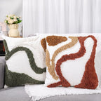 Booson Set of 2 Boho Decorative Throw Pillow Covers 18x18 Inch Tufting Couch Square Mid Century Textured Pillowcases Modern Cushion for Bedroom Sofa Farmhouse Decor