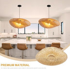 23.62" Bamboo Light Shade,Hand-Woven Bamboo Rattan Hanging Lamp Shade Wicker Chandelier Shade,for Dining Living Bedroom Kitchen Farmhouse 1-Pack - color: Bamboo 23.62 in 1-Pack