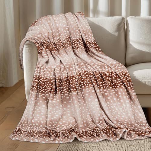 MACEVIA Flannel Fleece Animal Print Throw Blanket for Couch, Cabin Decor Deer Blanket, Hide Cabin Throw Blanket, Super Soft Fluffy Thick Warm Throws Home Decor for Bed Sofa(Deer, 50x60 Inches) - color: Deer Print, size: Flannel Fleece (50x60 IN)