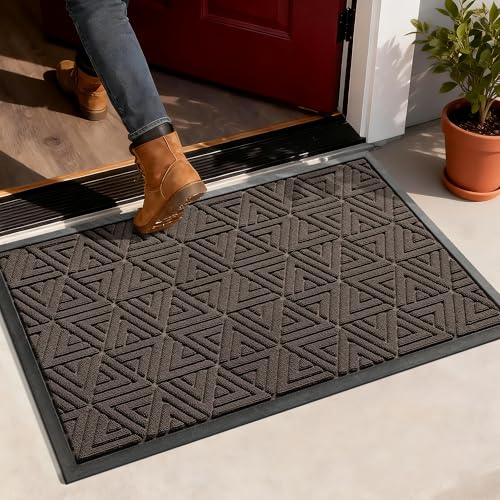 Yimobra Large Door Mat 36x24, All-Weather Waterproof Non-Slip Welcome Matt Outdoor, Heavy Duty Non Slip Doormat for Entryway for Patio and Garage Indoor, Easy Clean, Brown - color: Brown, size: 36x24 Inch