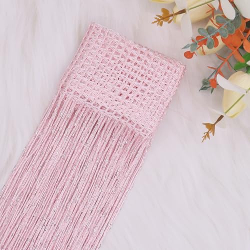 2 Pack 39 x 79 Inch String Curtains for Doorway, Home Decor Sequin Glitter String Curtain Boho Doors Tassel for Windows, Closet, Living Room, Bedroom, Hallway, Party (Pink) - color: Pink