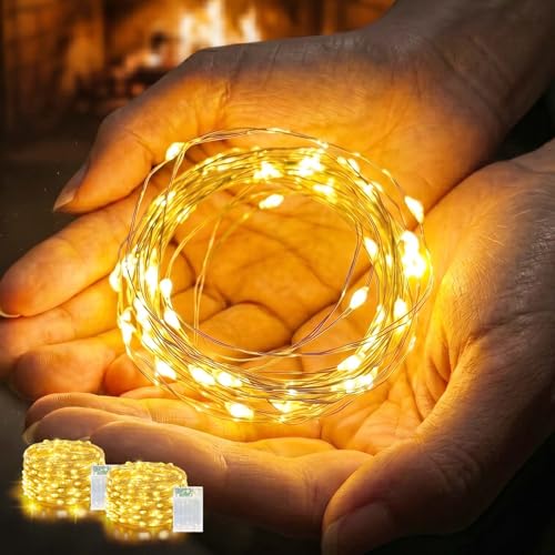 LitHome 2 Pack Warm White Fairy Lights Battery Operated, 20 FT 60 LED Twinkle Lights Battery Operated 2 Modes, Waterproof Led Fairy String Light for Indoor Outdoor Christmas Wedding Bedroom Decor - color: Warm White, size: 2 Pack