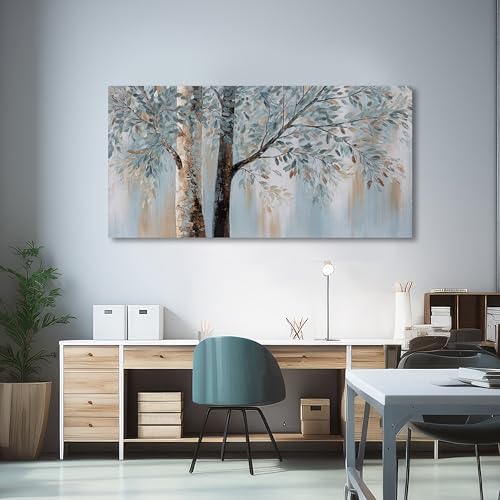 Abstract Wall Art Wall Decor Abstract Tree Painting Wall Decor Modern Retro Home Decor Blue Canvas Painting Framed Artwork for Living Room Bedroom Office 20" x 40" - color: Blue, size: 40"L x 20"W