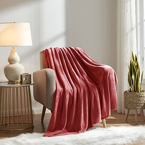KMUSET Fleece Blanket Throw Size Coral Lightweight Super Soft Cozy Luxury Bed Blanket Microfiber - color: Coral, size: Throw(50"x60")