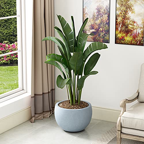Kante 19.9" Dia Round Concrete Planter, Outdoor/Indoor Large Bowl Plant Pots with Drainage Hole and Rubber Plug for Garden Patio Balcony Home, Gray - color: Gray, size: 19.9" d
