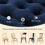 ELFJOY 4 Pack Chair Cushions for Dining Chairs Chair Pads Cushion for Kitchen Office Tufted Square Seat Cushion with Ties (16" Navy Velvet) - color: Navy