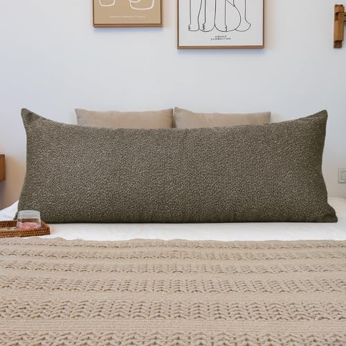 JoraLion 20x54 inch Neutral Boucle Body Pillow Cover, Brown Long Pillow Cover Cozy Soft Cushion Case for Couch Sofa Bed Living Room Home Decor, Pack of 1 (Cover Only) - color: Brown, size: 54" x 20" (Pack of 1)