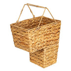 Household Essentials Wicker Stair Basket with Handles, Handwoven Water Hyacinth, Sits on Two Stairs, Lightweight, Natural - style: Water Hyacinth