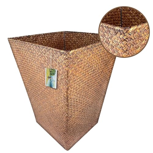 Taper Seagrass Planter - 20-Inch Tall Large Tree Planter - Handwoven Natural Square Basket for Indoor & Outdoor Plants - Stylish Decorative Flower Pot for Patio, Garden, and Home - color: Coffee